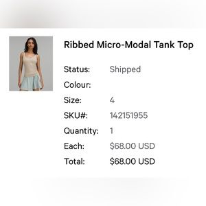 Lululemon Ribbed Micro-Modal Tank Top